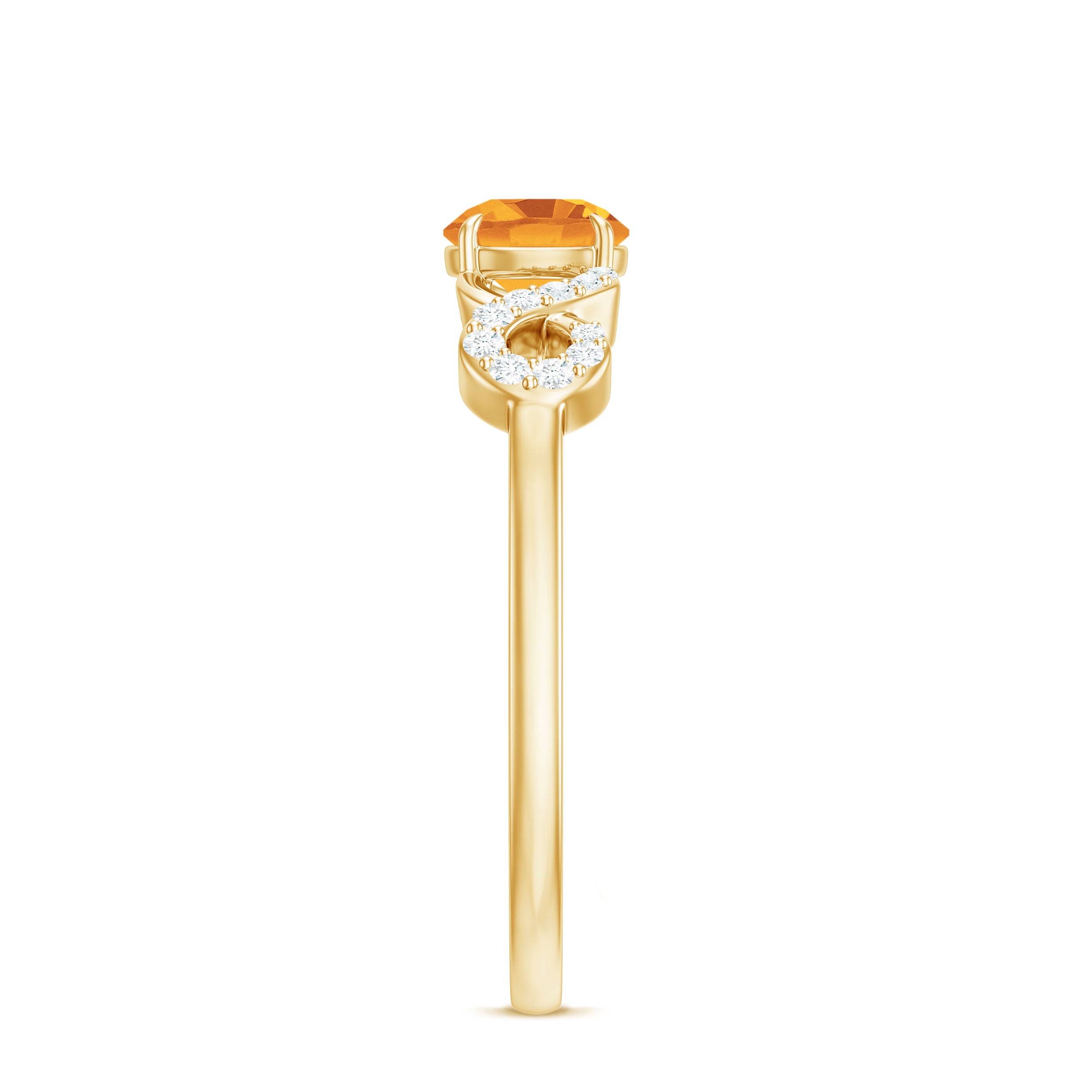 3/4 CT Citrine Solitaire Engagement Ring with Diamond Accent Citrine - ( AAA ) - Quality - Rosec Jewels