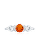 Round Shape Solitaire Fire Opal Infinity Engagement Ring with Diamond Fire Opal - ( AAA ) - Quality - Rosec Jewels