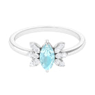 Claw Set Marquise Sky Blue Topaz and Diamond Promise Ring Sky Blue Topaz - ( AAA ) - Quality - Rosec Jewels