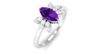 1 Ct Marquise Amethyst and Diamond Engagement Ring Amethyst - ( AAA ) - Quality - Rosec Jewels