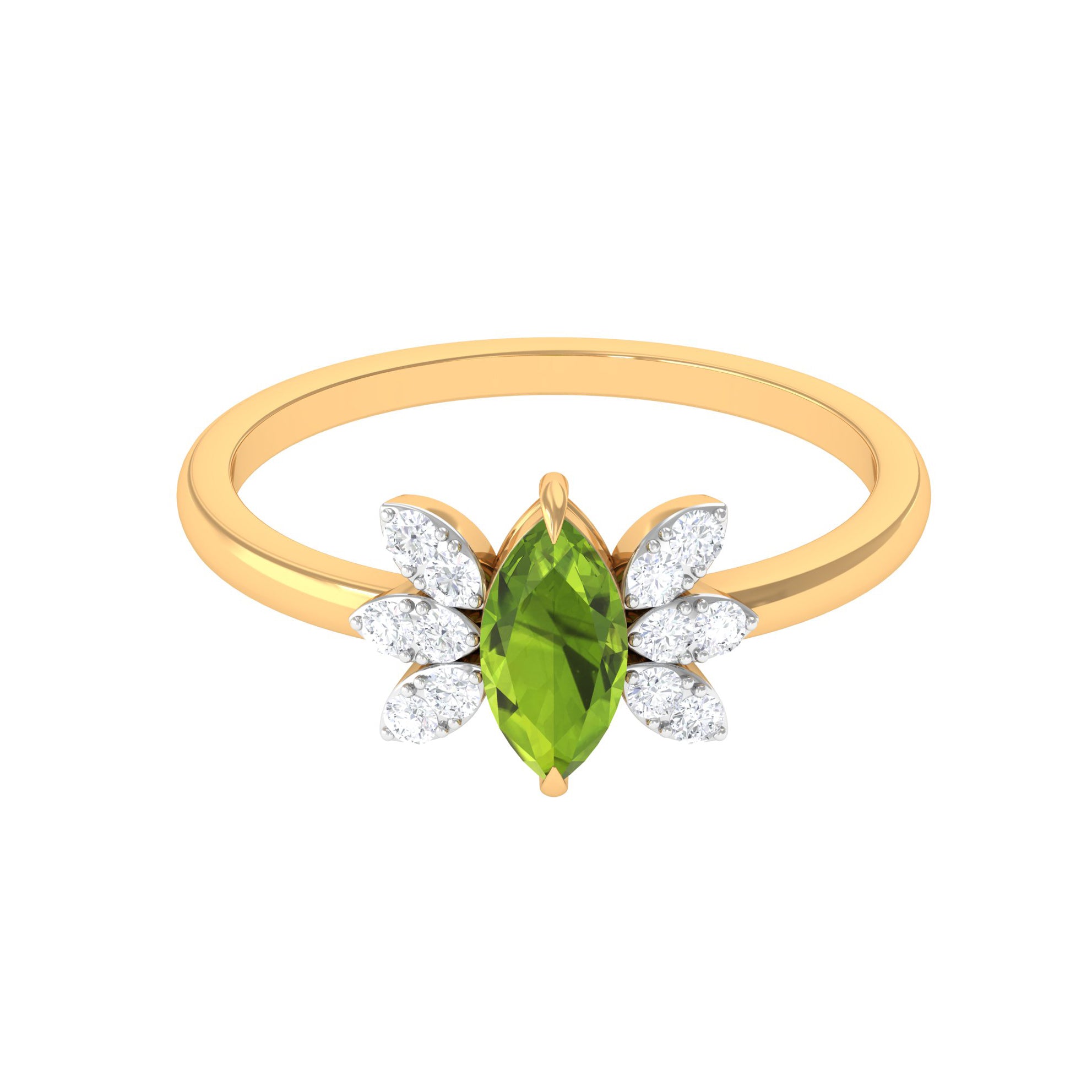 1 CT Marquise Cut Peridot Promise Ring with Diamond Stones Peridot - ( AAA ) - Quality - Rosec Jewels