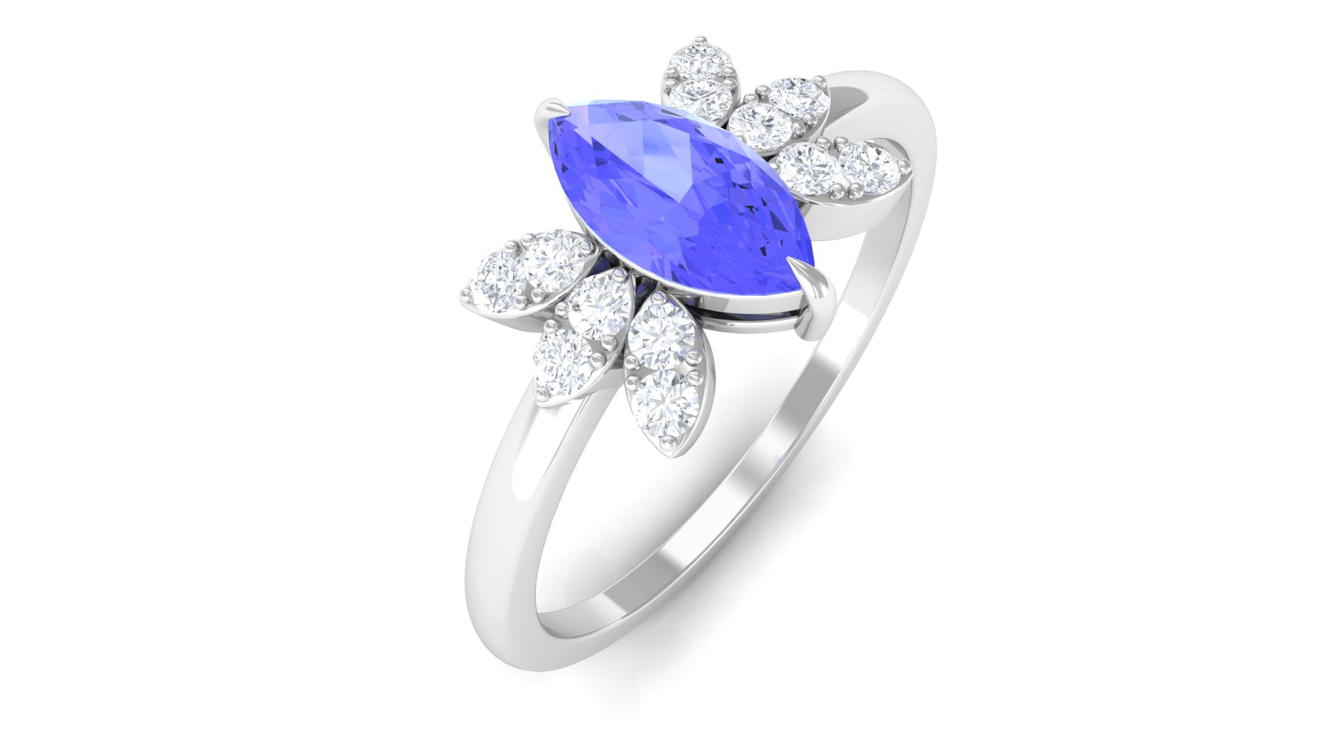 1 CT Marquise Cut Tanzanite and Diamond Promise Ring Tanzanite - ( AAA ) - Quality - Rosec Jewels