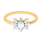 1/2 CT Claw Set Marquise Cut Moonstone and Diamond Promise Ring Moonstone - ( AAA ) - Quality - Rosec Jewels