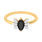 1 CT Claw Set Marquise Black Spinel and Diamond Promise Ring Black Spinel - ( AAA ) - Quality - Rosec Jewels