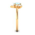 Round Sky Blue Topaz Flower Ring with Diamond Accent Sky Blue Topaz - ( AAA ) - Quality - Rosec Jewels