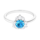 1 CT Swiss Blue Topaz Engagement Ring with Diamond Accent Swiss Blue Topaz - ( AAA ) - Quality - Rosec Jewels