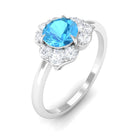 1 CT Swiss Blue Topaz Engagement Ring with Diamond Accent Swiss Blue Topaz - ( AAA ) - Quality - Rosec Jewels