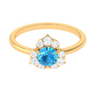 1 CT Swiss Blue Topaz Engagement Ring with Diamond Accent Swiss Blue Topaz - ( AAA ) - Quality - Rosec Jewels