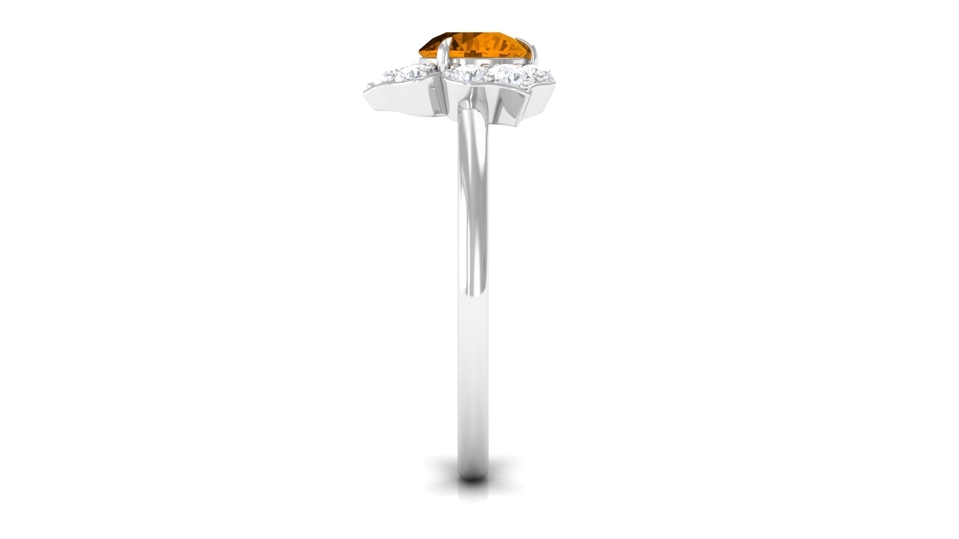 1 CT Round Shape Citrine Floral Engagement Ring with Diamond Citrine - ( AAA ) - Quality - Rosec Jewels