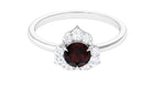 1.25 Ct Round Garnet Flower Engagement Ring with Diamond Garnet - ( AAA ) - Quality - Rosec Jewels