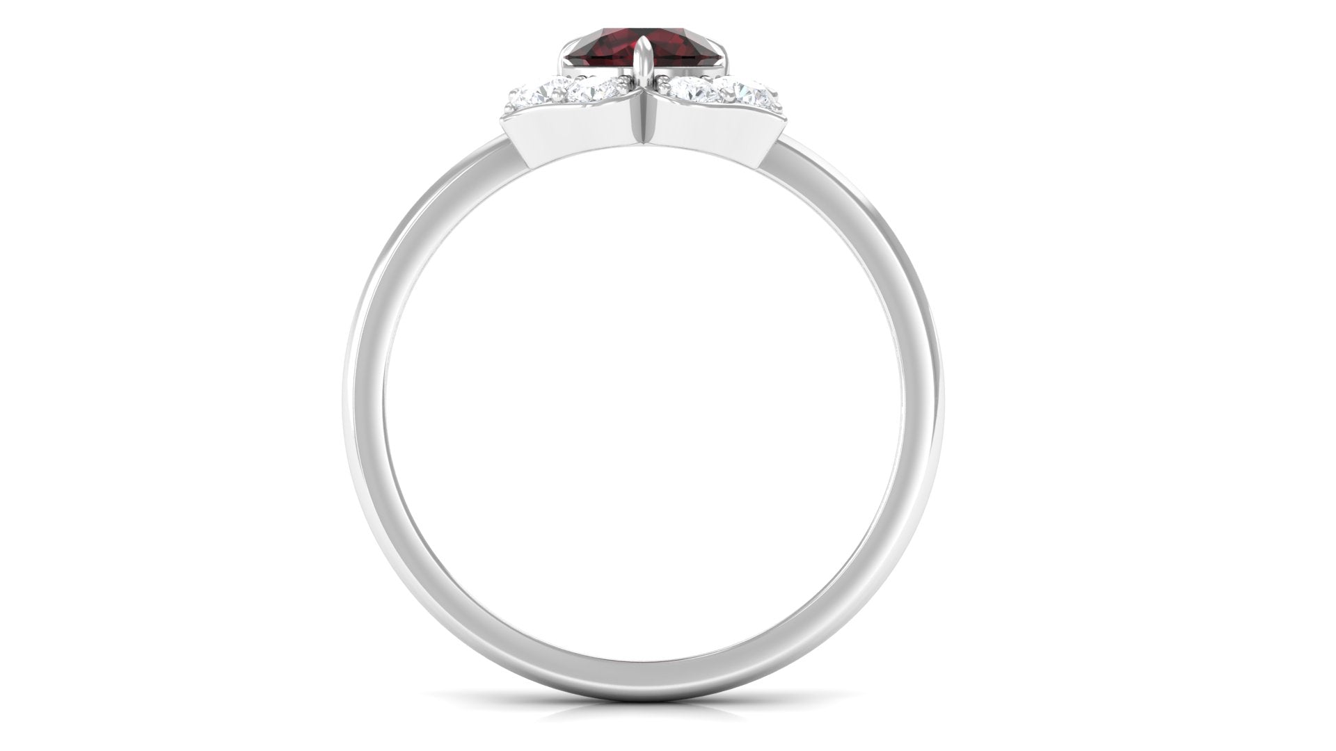 1.25 Ct Round Garnet Flower Engagement Ring with Diamond Garnet - ( AAA ) - Quality - Rosec Jewels