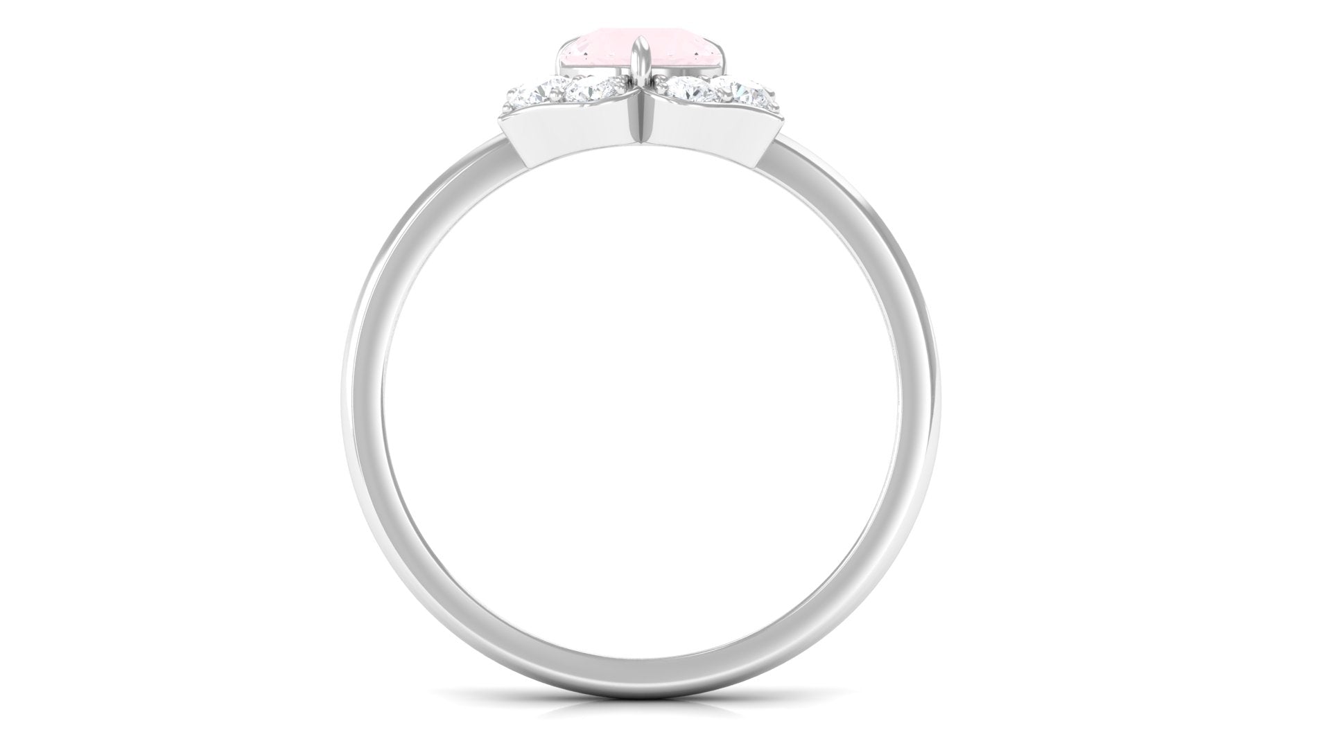 1 CT Rose Quartz Floral Engagement Ring with Diamond Accent Rose Quartz - ( AAA ) - Quality - Rosec Jewels