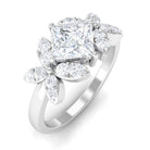 Zircon Floral Inspired Engagement Ring Zircon - ( AAAA ) - Quality - Rosec Jewels