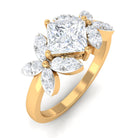 Zircon Floral Inspired Engagement Ring Zircon - ( AAAA ) - Quality - Rosec Jewels