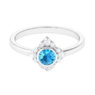 1/2 CT Natural Swiss Blue Topaz Engagement Ring with Diamond Swiss Blue Topaz - ( AAA ) - Quality - Rosec Jewels