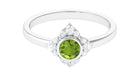 0.50 CT Vintage Inspired Peridot Engagement Ring with Diamond Peridot - ( AAA ) - Quality - Rosec Jewels