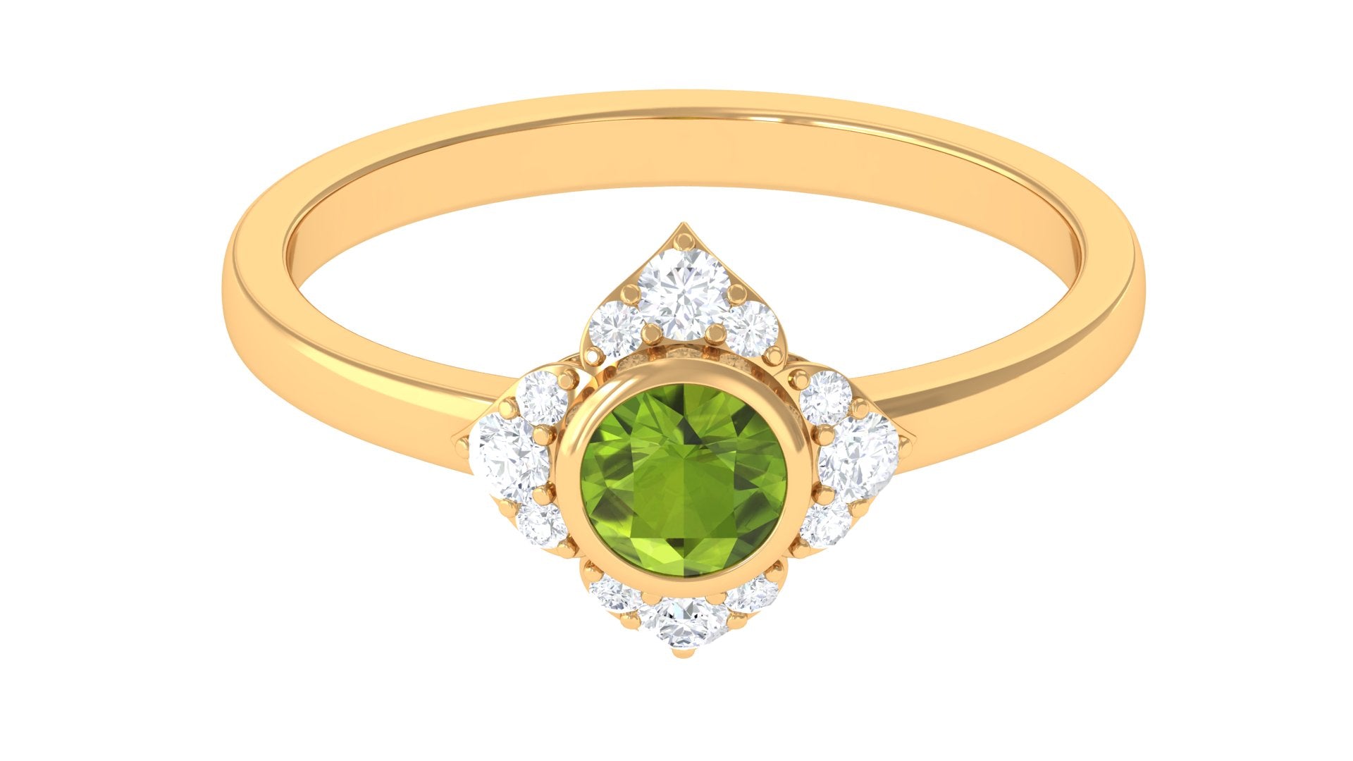 0.50 CT Vintage Inspired Peridot Engagement Ring with Diamond Peridot - ( AAA ) - Quality - Rosec Jewels