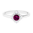 0.75 CT Real Rhodolite Flower Engagement Ring with Diamond Rhodolite - ( AAA ) - Quality - Rosec Jewels