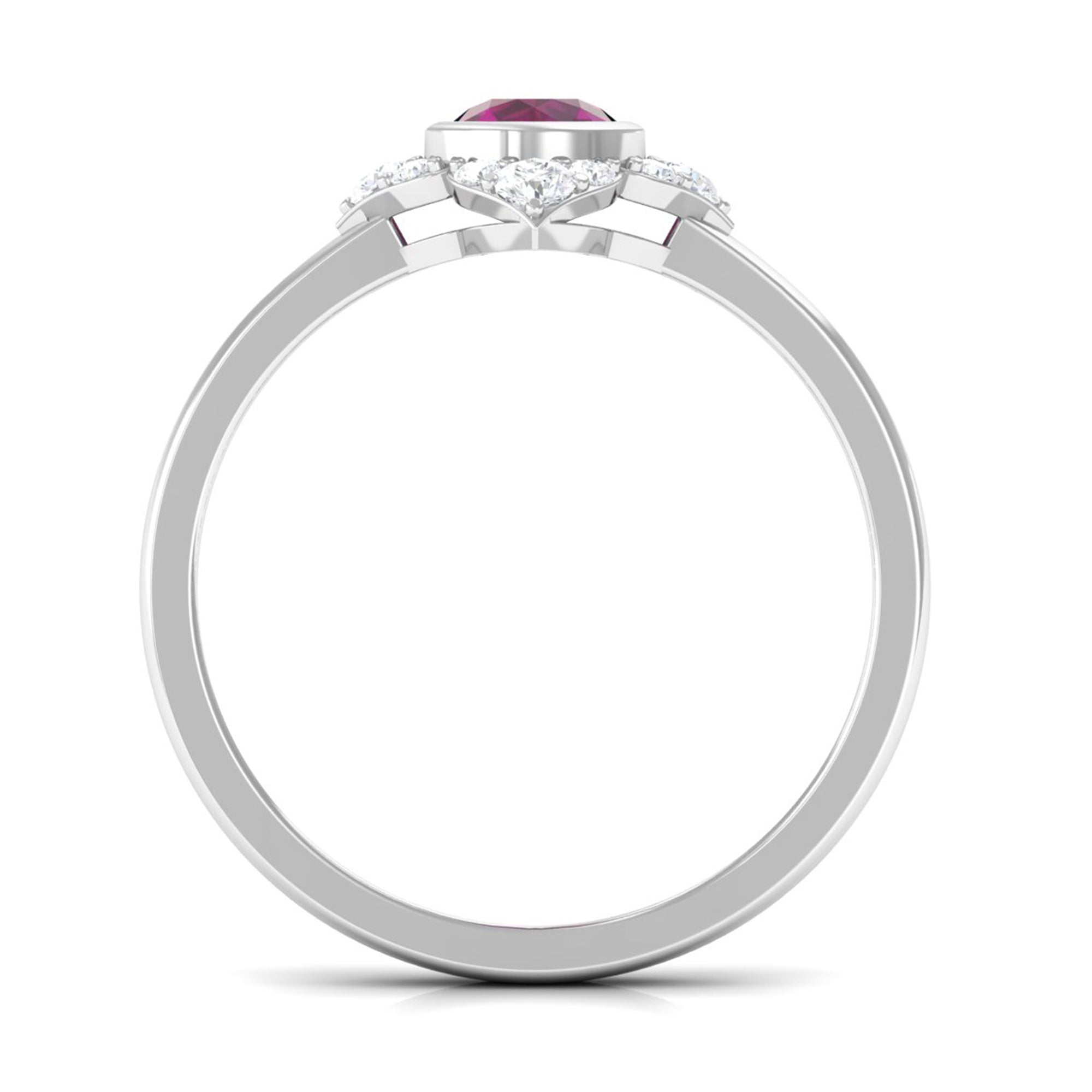 0.75 CT Real Rhodolite Flower Engagement Ring with Diamond Rhodolite - ( AAA ) - Quality - Rosec Jewels