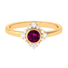 0.75 CT Real Rhodolite Flower Engagement Ring with Diamond Rhodolite - ( AAA ) - Quality - Rosec Jewels