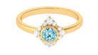 0.50 CT Bezel Set Aquamarine Flower Engagement Ring with Diamond Aquamarine - ( AAA ) - Quality - Rosec Jewels