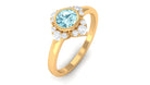 0.50 CT Bezel Set Aquamarine Flower Engagement Ring with Diamond Aquamarine - ( AAA ) - Quality - Rosec Jewels