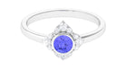 Round Tanzanite Vintage Engagement Ring with Diamond Accent Tanzanite - ( AAA ) - Quality - Rosec Jewels