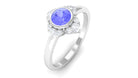 Round Tanzanite Vintage Engagement Ring with Diamond Accent Tanzanite - ( AAA ) - Quality - Rosec Jewels