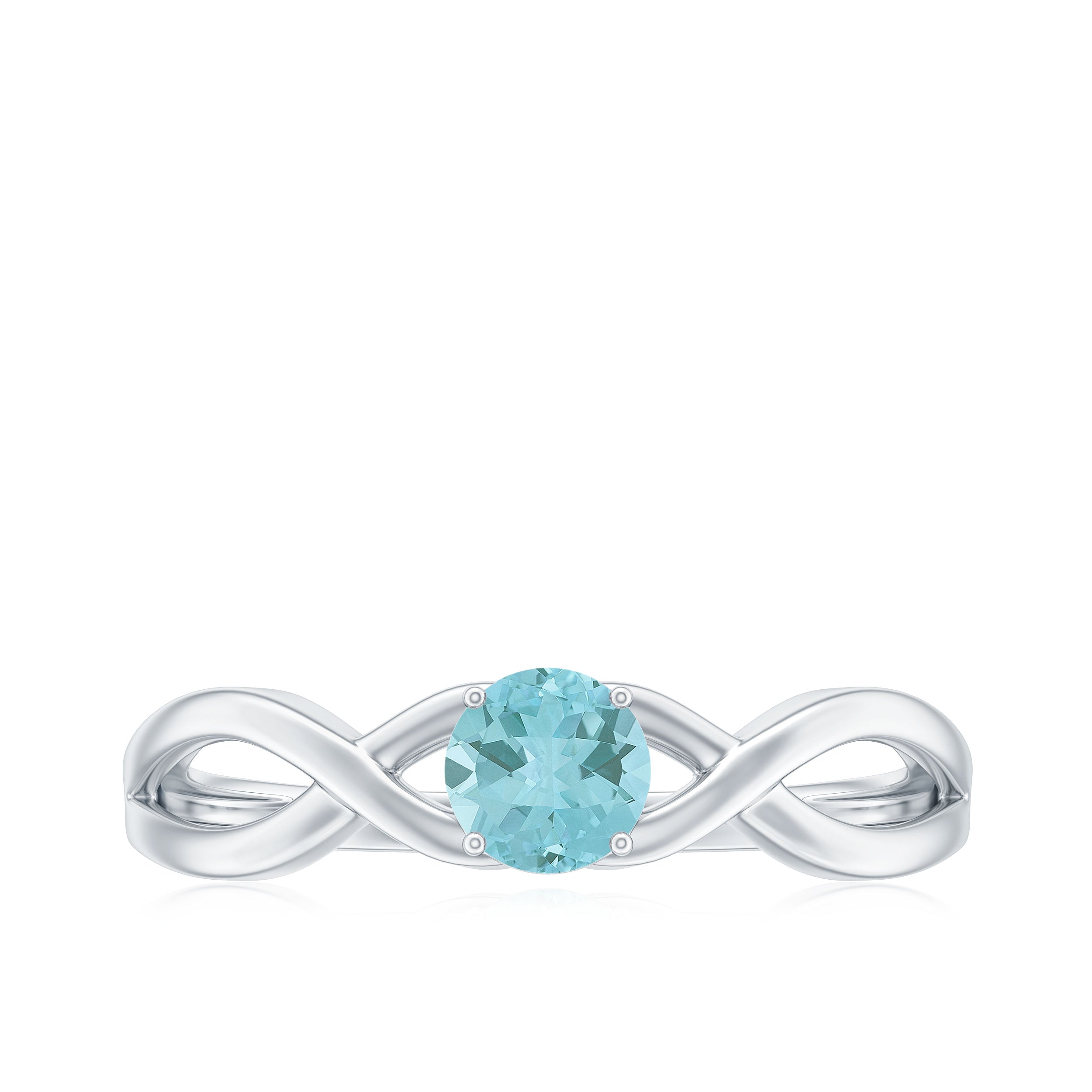 Solitaire Sky Blue Topaz Crossover Ring Sky Blue Topaz - ( AAA ) - Quality - Rosec Jewels