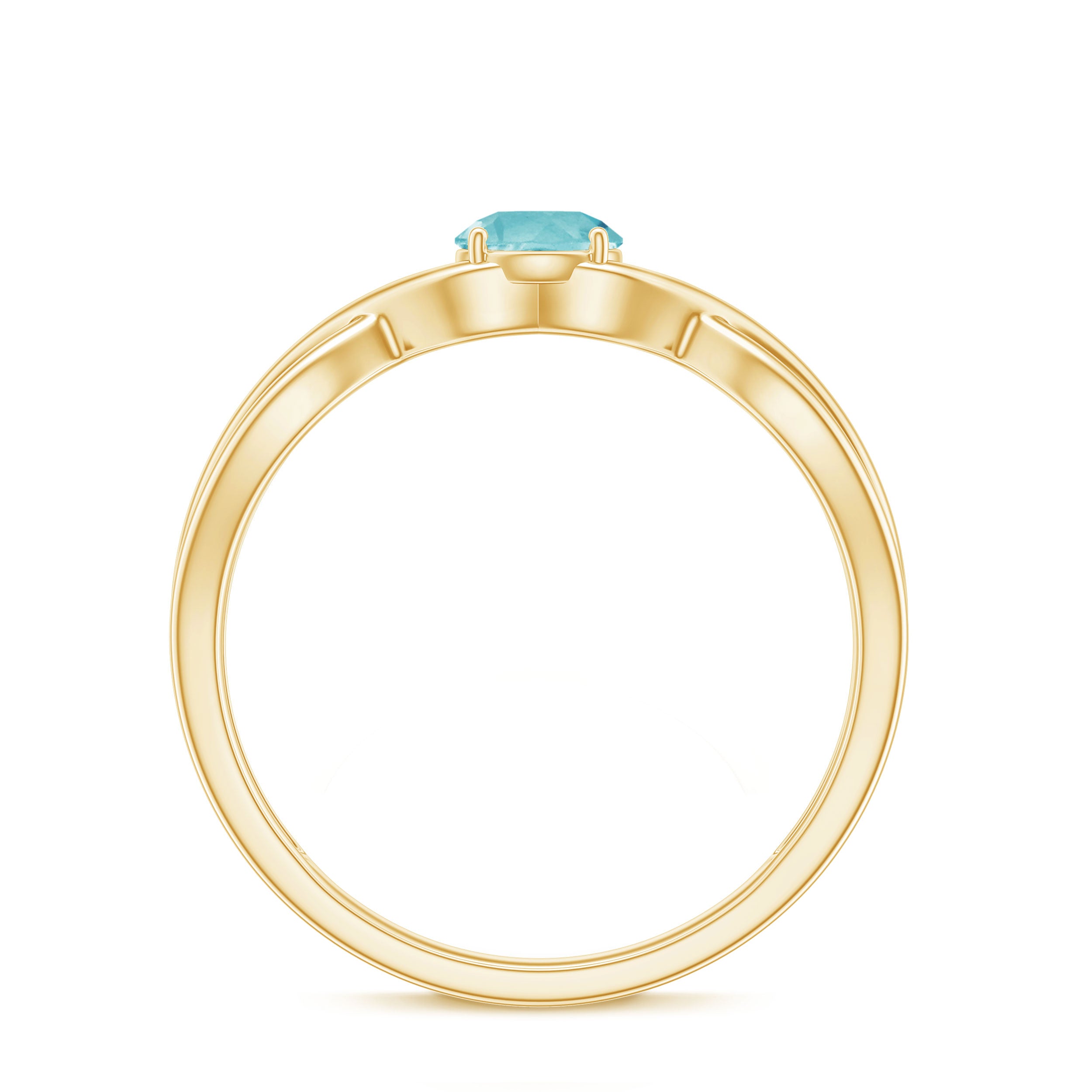 Solitaire Sky Blue Topaz Crossover Ring Sky Blue Topaz - ( AAA ) - Quality - Rosec Jewels