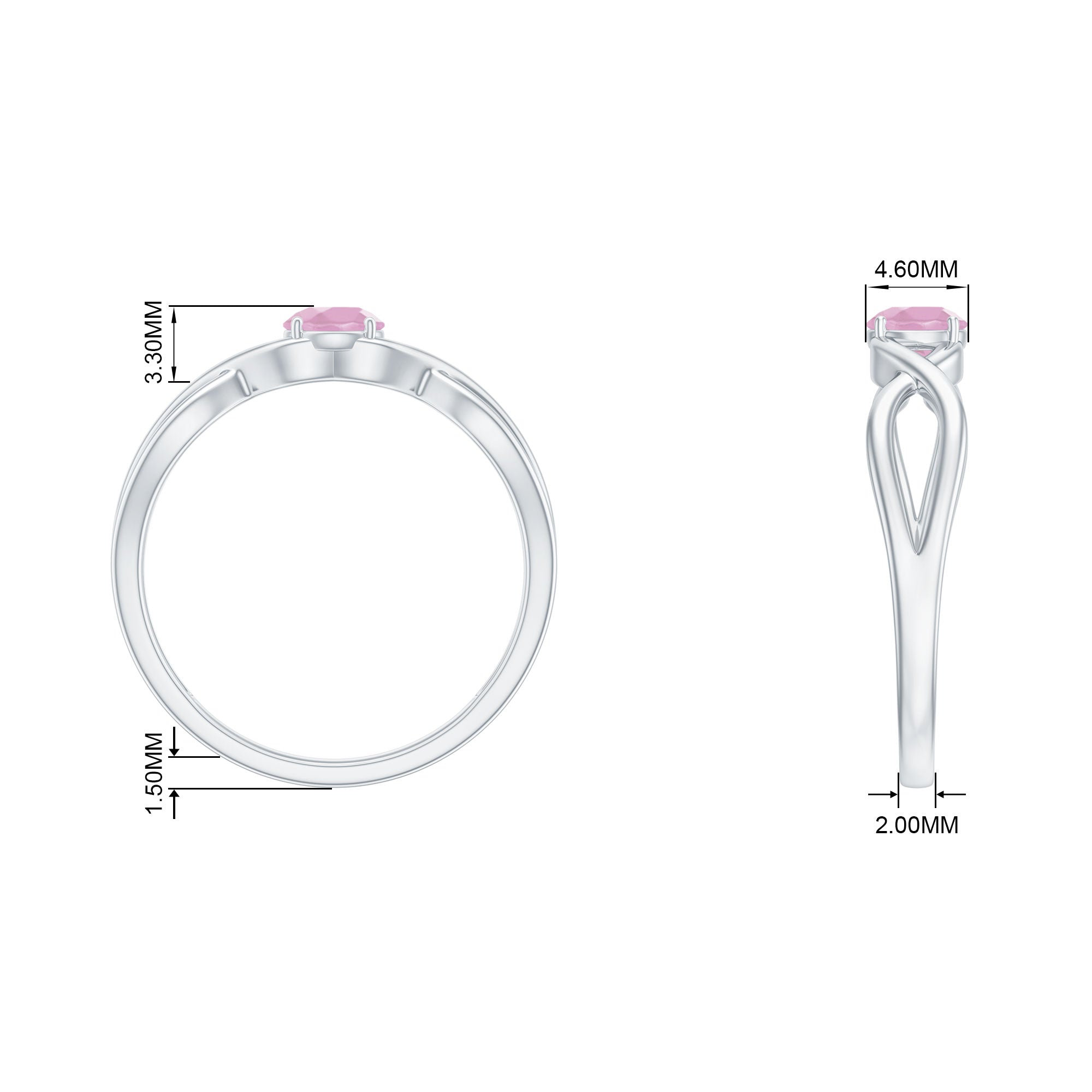 0.25 CT Elegant Rose Quartz Solitaire Ring in Prong Setting Rose Quartz - ( AAA ) - Quality - Rosec Jewels