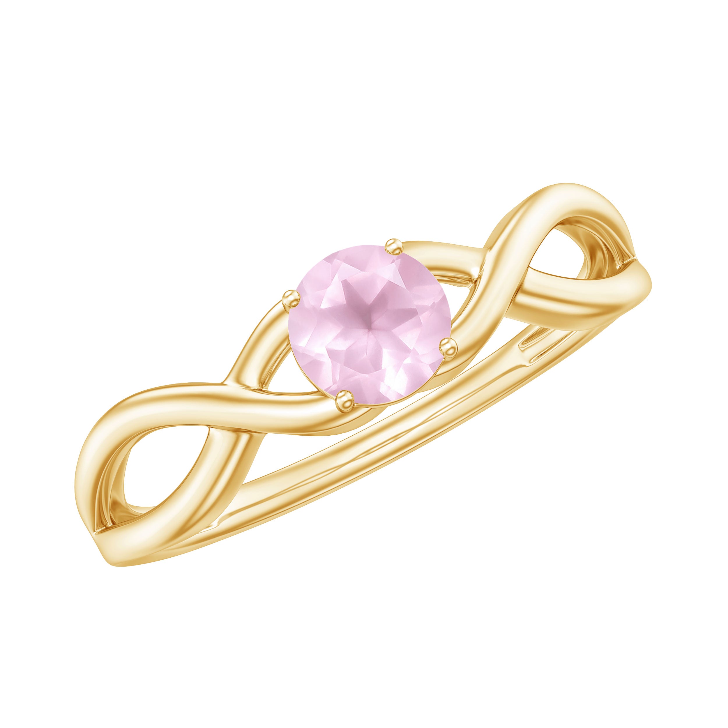 0.25 CT Elegant Rose Quartz Solitaire Ring in Prong Setting Rose Quartz - ( AAA ) - Quality - Rosec Jewels