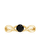 0.25 CT Solitaire Black Spinel Crossover Ring in Gold Black Spinel - ( AAA ) - Quality - Rosec Jewels