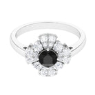 1.75 CT Black Diamond Flower Engagement Ring with Moissanite Black Diamond - ( AAA ) - Quality - Rosec Jewels