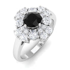 1.75 CT Black Diamond Flower Engagement Ring with Moissanite Black Diamond - ( AAA ) - Quality - Rosec Jewels