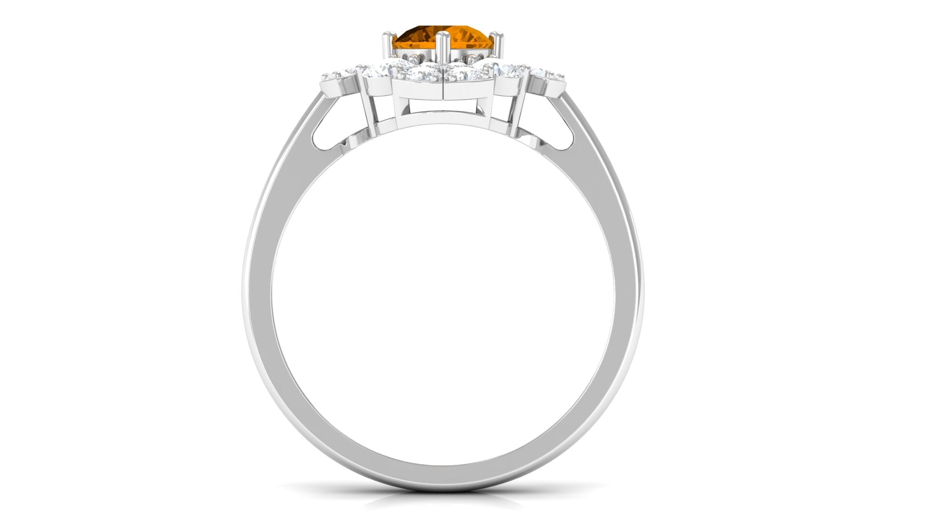 1.50 CT Citrine Flower Engagement Ring with Moissanite Accent Citrine - ( AAA ) - Quality - Rosec Jewels