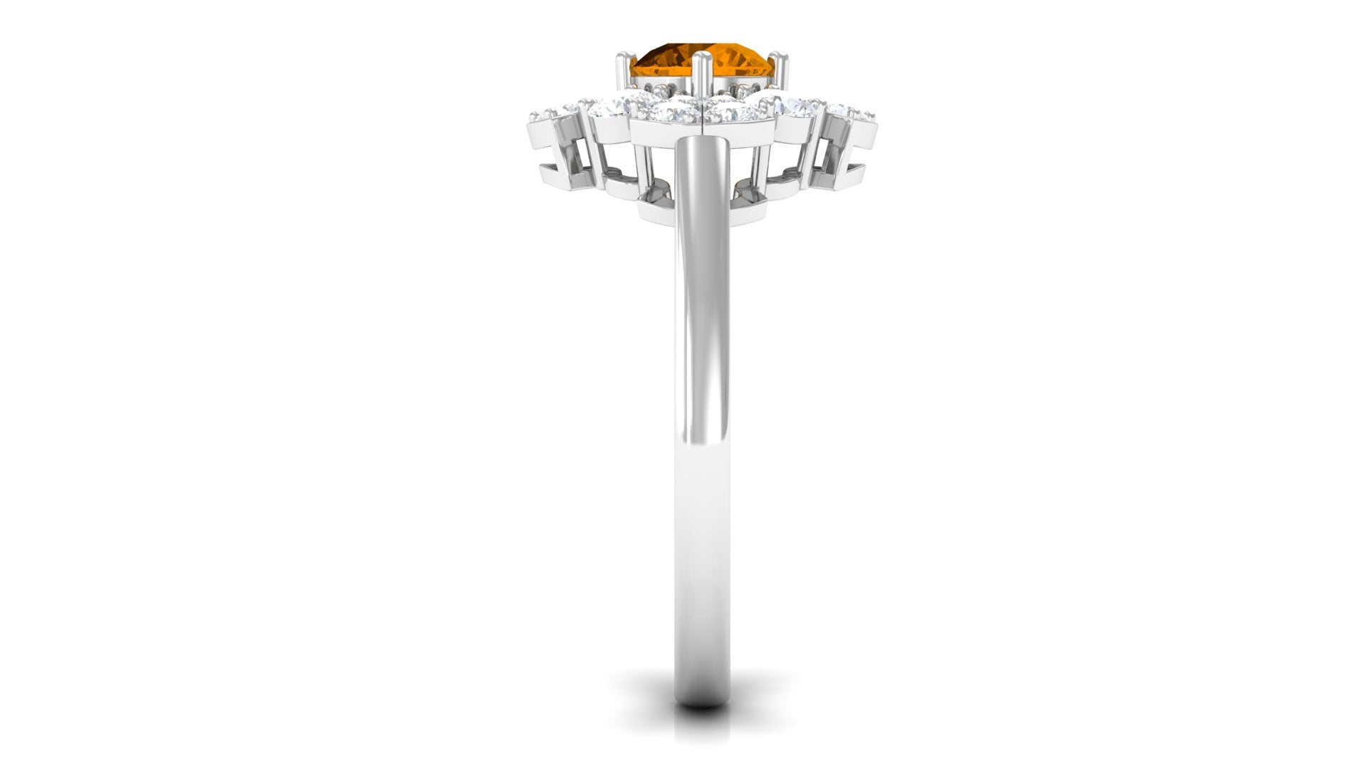 1.50 CT Citrine Flower Engagement Ring with Moissanite Accent Citrine - ( AAA ) - Quality - Rosec Jewels