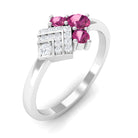 Pink Tourmaline Art Deco Engagement Ring with Diamond Pink Tourmaline - ( AAA ) - Quality - Rosec Jewels