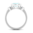 Oval Cut Solitaire Sky Blue Topaz East West Ring with Diamond Sky Blue Topaz - ( AAA ) - Quality - Rosec Jewels