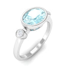 Oval Cut Solitaire Sky Blue Topaz East West Ring with Diamond Sky Blue Topaz - ( AAA ) - Quality - Rosec Jewels