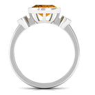 Oval Cut Citrine Solitaire East West Ring with Diamond Stones Citrine - ( AAA ) - Quality - Rosec Jewels