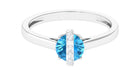 Real Swiss Blue Topaz Solitaire Ring with Diamond Stones Swiss Blue Topaz - ( AAA ) - Quality - Rosec Jewels