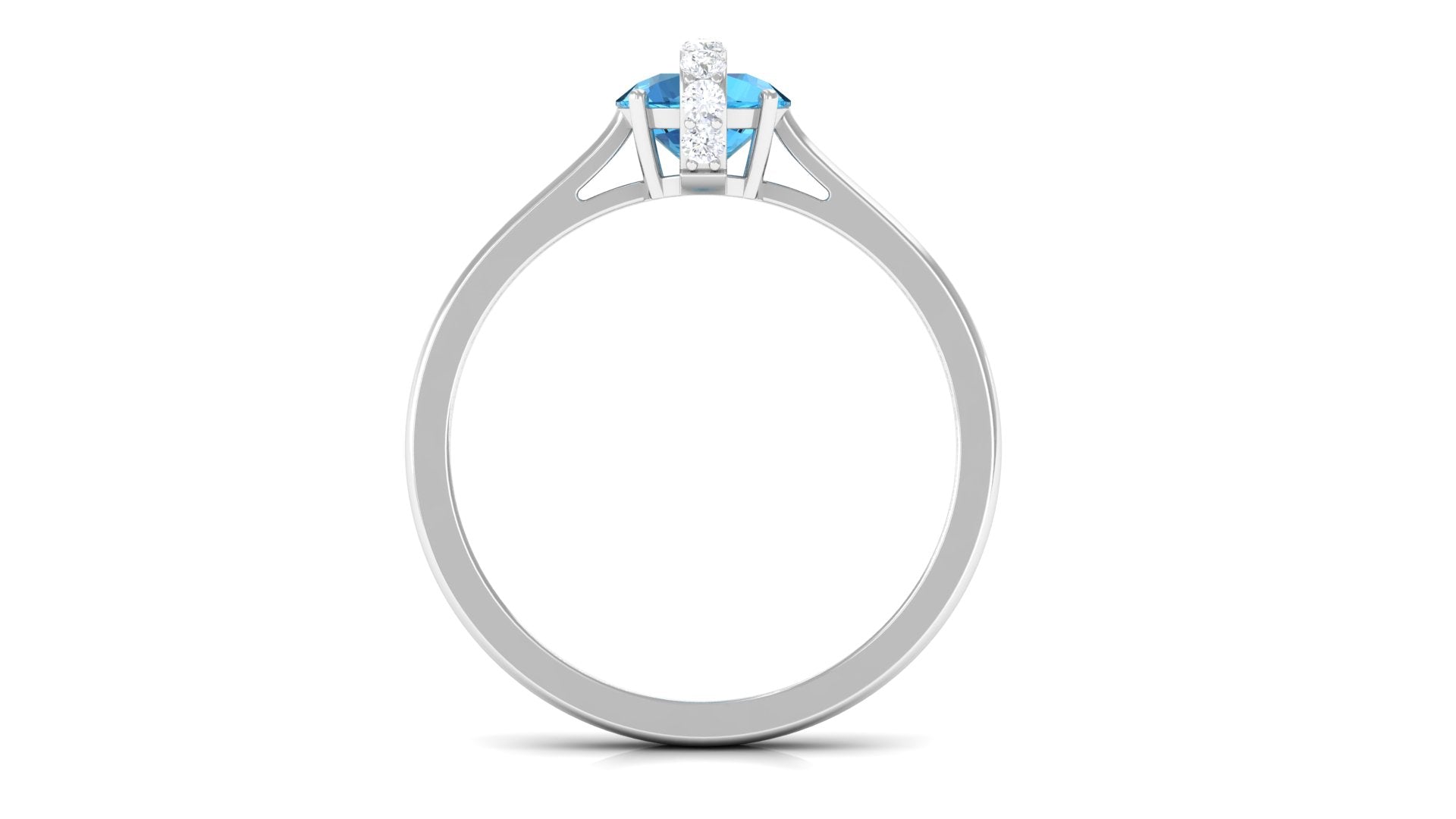 Real Swiss Blue Topaz Solitaire Ring with Diamond Stones Swiss Blue Topaz - ( AAA ) - Quality - Rosec Jewels