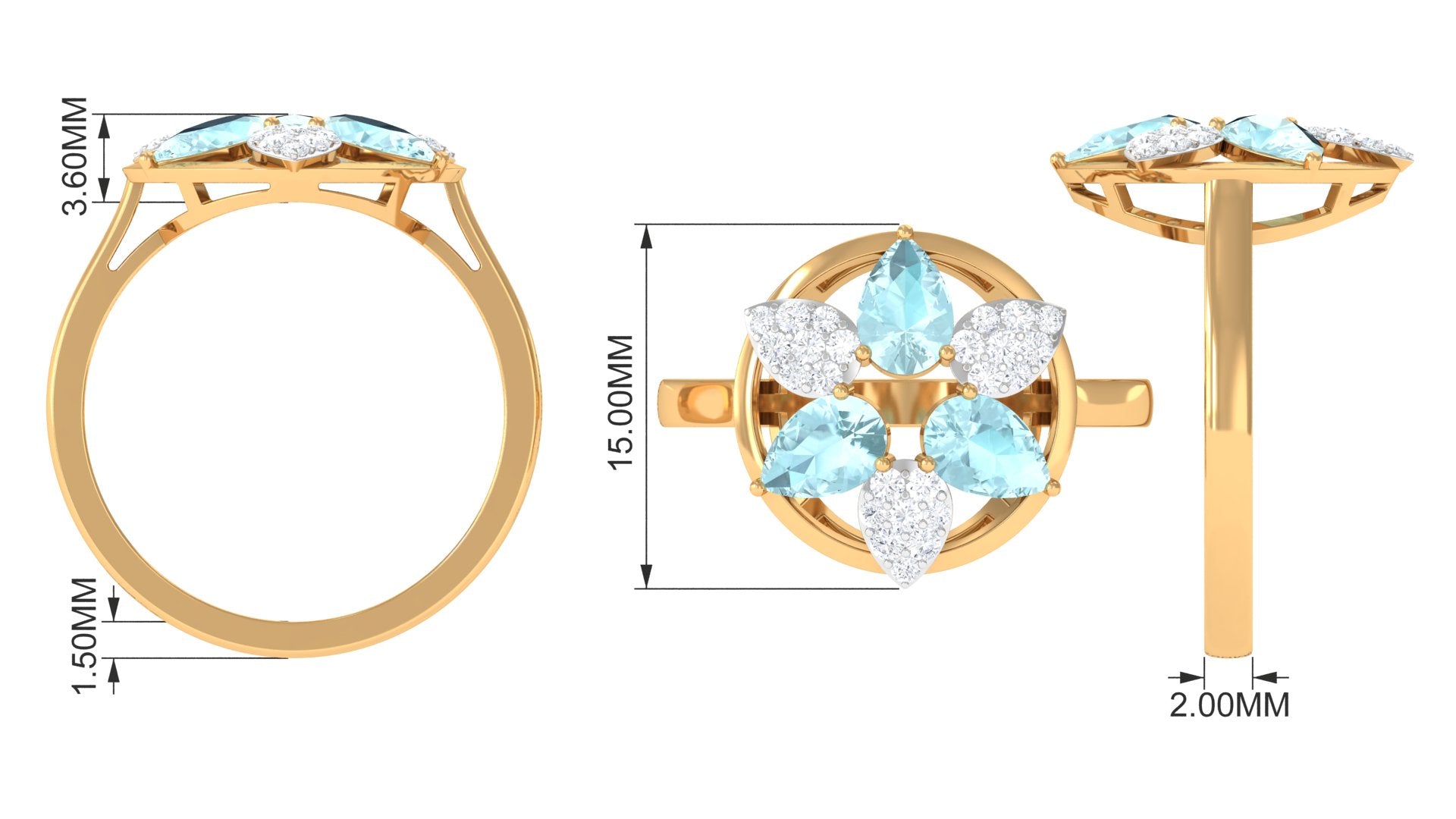 Sky Blue Topaz and Diamond Floral Cocktail Ring Sky Blue Topaz - ( AAA ) - Quality - Rosec Jewels