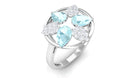 Sky Blue Topaz and Diamond Floral Cocktail Ring Sky Blue Topaz - ( AAA ) - Quality - Rosec Jewels