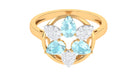 Sky Blue Topaz and Diamond Floral Cocktail Ring Sky Blue Topaz - ( AAA ) - Quality - Rosec Jewels