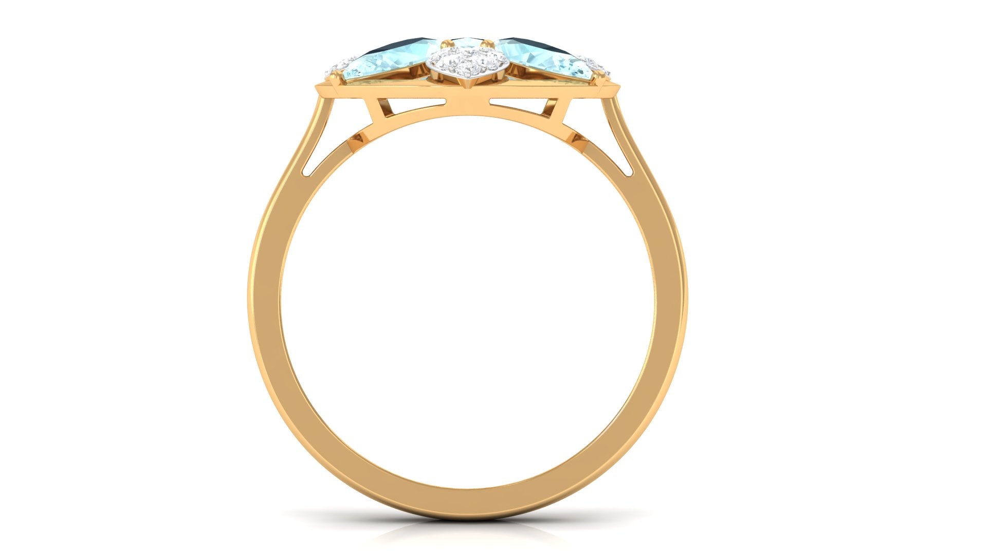 Sky Blue Topaz and Diamond Floral Cocktail Ring Sky Blue Topaz - ( AAA ) - Quality - Rosec Jewels