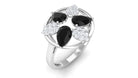 1.25 CT Black Spinel and Diamond Flower Cocktail Ring Black Spinel - ( AAA ) - Quality - Rosec Jewels