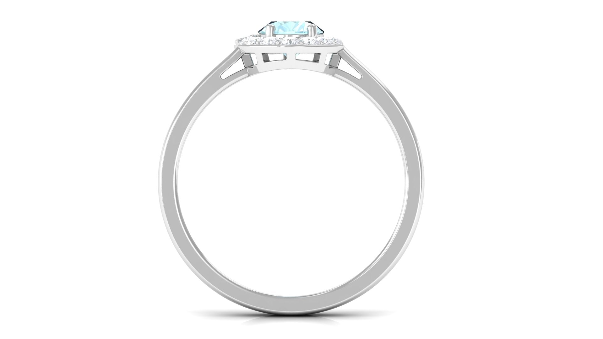 Classic Sky Blue Topaz Oval Cocktail Ring with Diamond Halo Sky Blue Topaz - ( AAA ) - Quality - Rosec Jewels