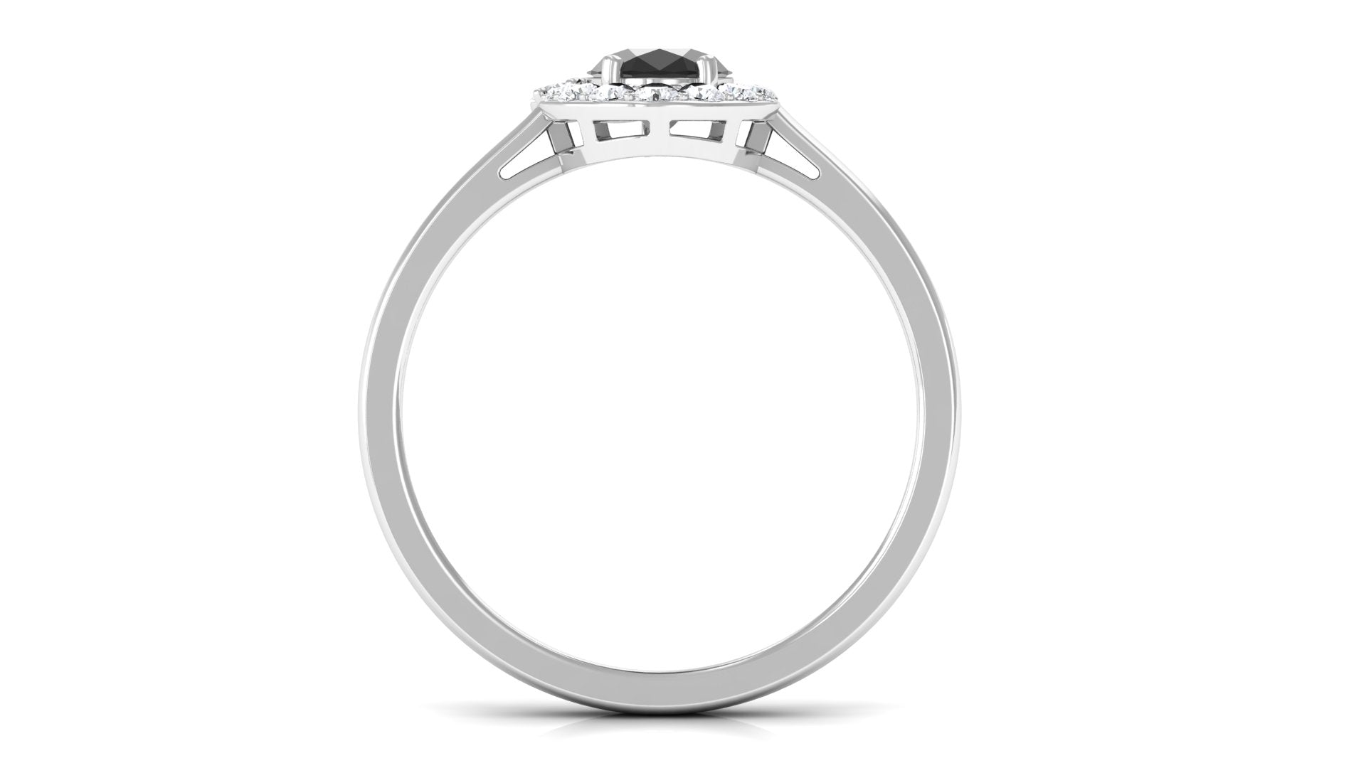 Oval Shape Black Spinel Classic Halo Engagement Ring Black Spinel - ( AAA ) - Quality - Rosec Jewels